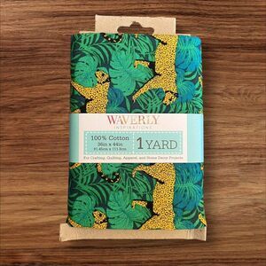 Waverly Inspirations 44" x 1 yd Precut Cotton Leopard Jungle Leaves Fabric